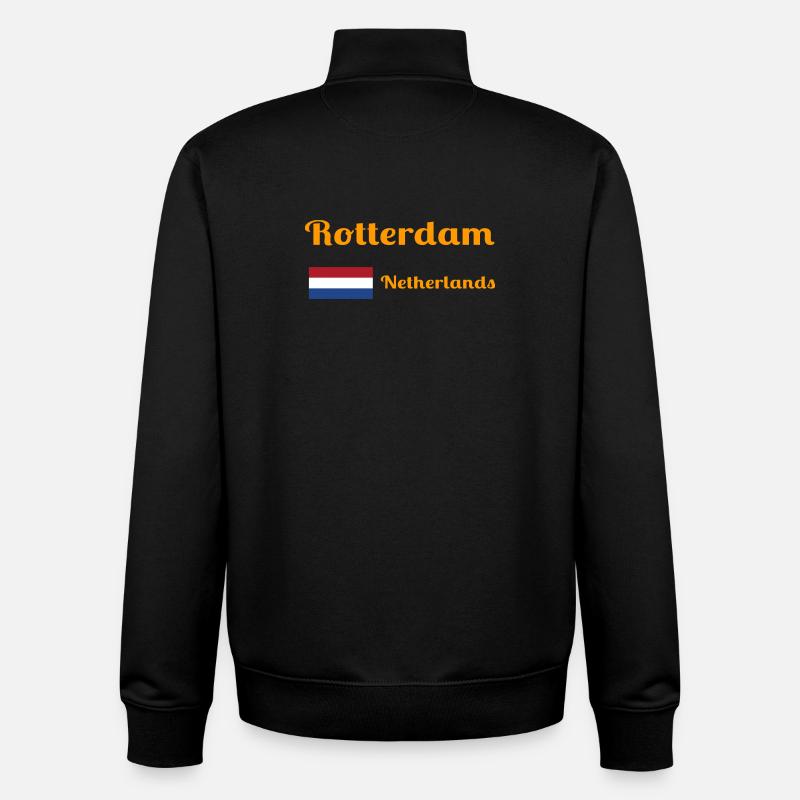 Rotterdam Netherlands- Stylish prints - Unisex Organic Zip Sweatshirt by Stanley/Stella - black