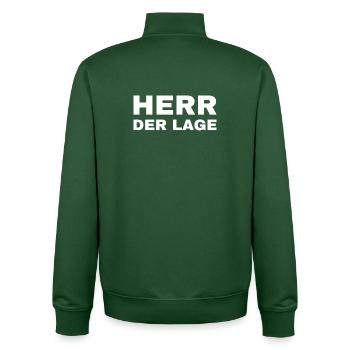 Herr der Lage - Unisex Organic Zip Sweatshirt von Stanley/Stella - Flaschengrün - Hinten - AI Model Male 185 dark (185cm)