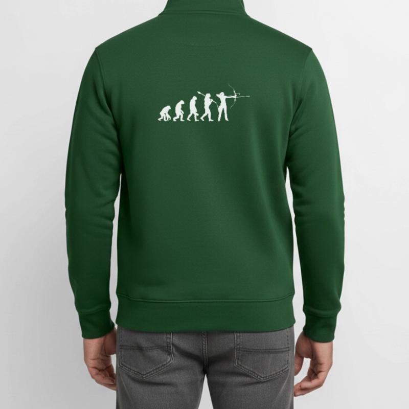 Evolution der Bogenschießfrau Bogenjägerin Sportgeschenk Unisex Organic Zip Sweatshirt von Stanley/Stella