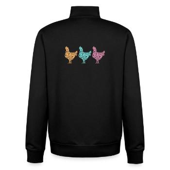 Fans de poulet - Coq - Coq - Poulet fleur - Bio - Sweat zippé unisexe en coton bio Stanley/Stella - noir - Dos - AI Model Male 185 light (185cm)