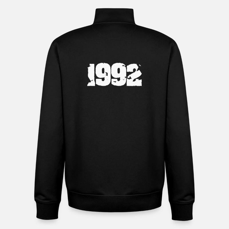 1992 Design rétro cassé - Sweat zippé unisexe en coton bio Stanley/Stella - noir