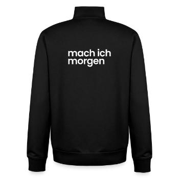 Mach ich morgen - Unisex Organic Zip Sweatshirt von Stanley/Stella - Schwarz - Hinten - AI Model Male 185 light (185cm)