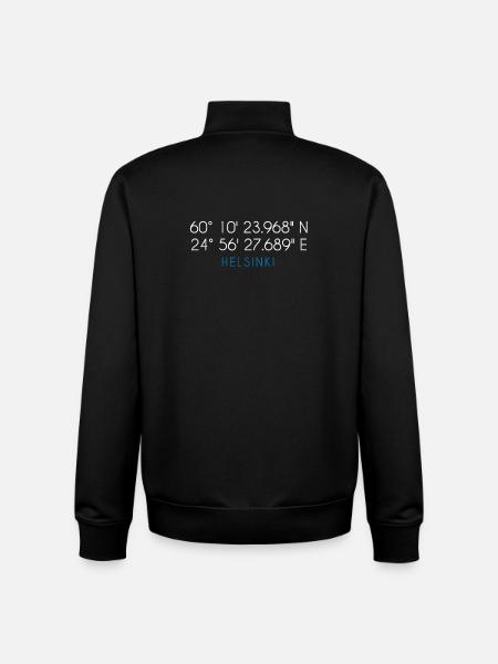 Helsinki Finland coordinates - Unisex Organic Zip Sweatshirt by Stanley/Stella - black