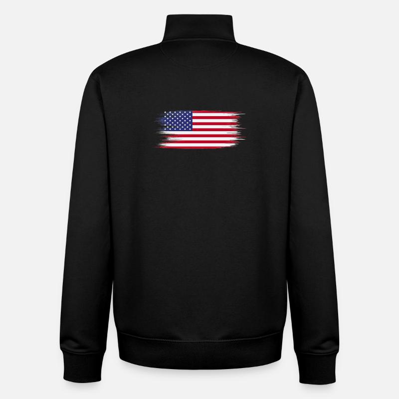 Drapeau Américain Brush - Sweat zippé unisexe en coton bio Stanley/Stella - noir