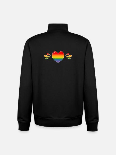 Rainbow Sparkling heart BLACK SHIRT - Unisex Organic Zip Sweatshirt by Stanley/Stella - black