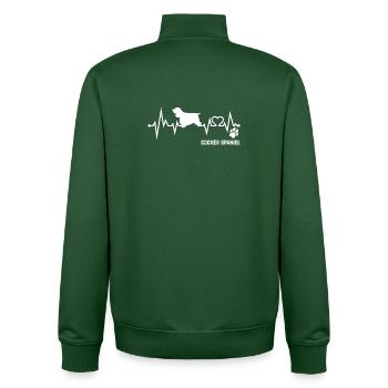 Cocker Spaniel Heartbeat Pulse ECG Cadeau pour chien - Sweat zippé unisexe en coton bio Stanley/Stella - vert bouteille - Dos - AI Model Male 185 dark (185cm)