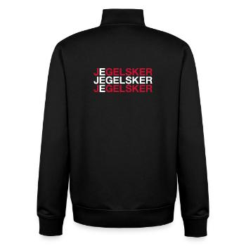 J’AIME LE DANEMARK Drapeau du Danemark - Sweat zippé unisexe en coton bio Stanley/Stella - noir - Dos - AI Model Male 185 light (185cm)