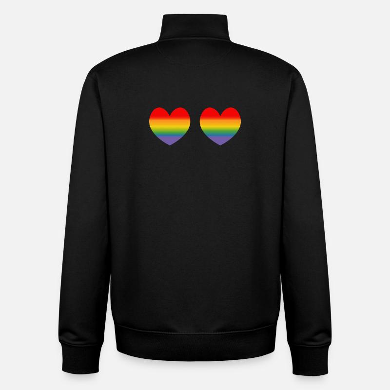 Two rainbow hearts gradient - Unisex Organic Zip Sweatshirt by Stanley/Stella - black