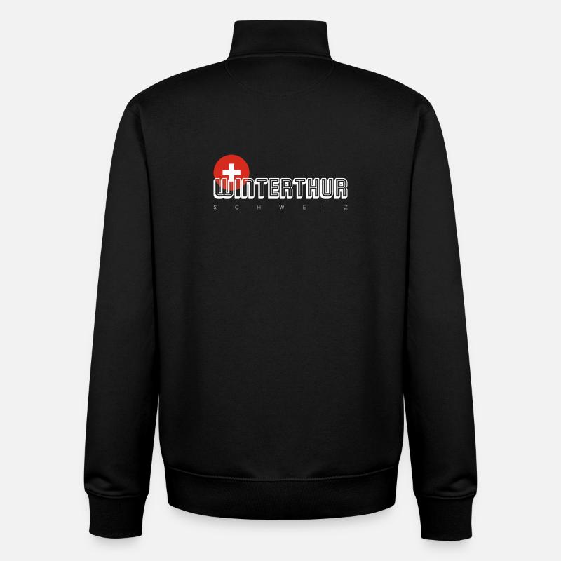 Winterthur Swiss City Crest Tee - Unisex Organic Zip Sweatshirt by Stanley/Stella - black