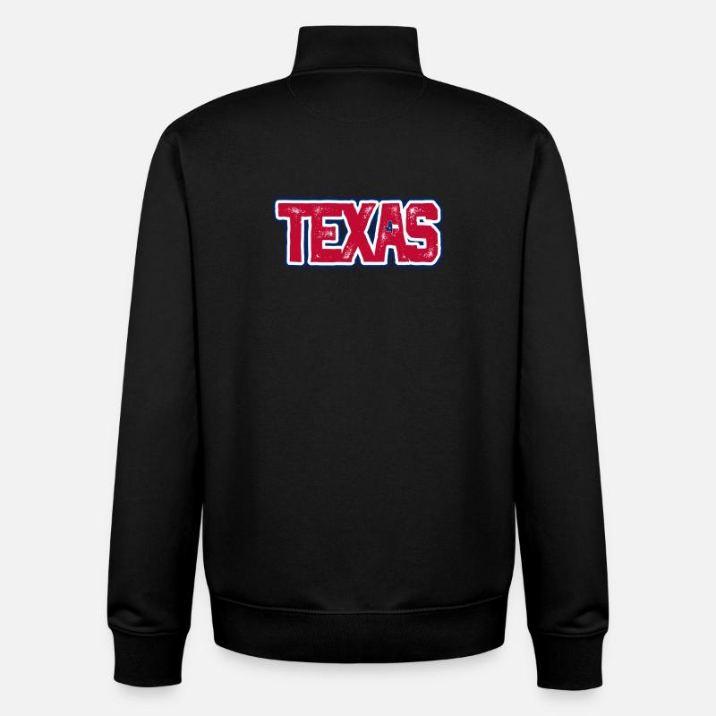 Texas Distressed Wortmarke - Unisex Organic Zip Sweatshirt von Stanley/Stella - Schwarz