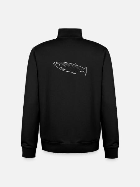 Trout lineart - Unisex Organic Zip Sweatshirt by Stanley/Stella - black