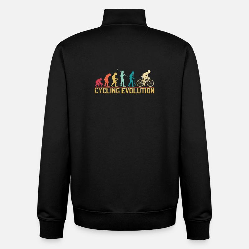 Radfahren Evolution Künstlerische Illustration - Unisex Organic Zip Sweatshirt von Stanley/Stella - Schwarz