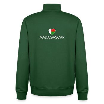 J’aime Madagascar, cœur Madagascar - Sweat zippé unisexe en coton bio Stanley/Stella - vert bouteille - Dos - AI Model Male 185 dark (185cm)