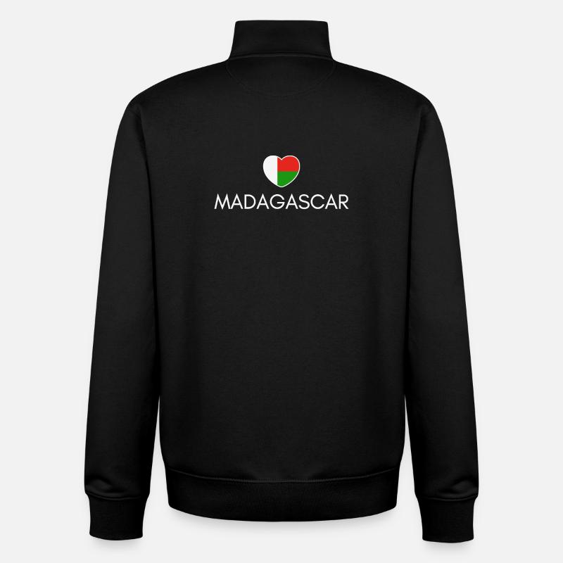 J’aime Madagascar, cœur Madagascar - Sweat zippé unisexe en coton bio Stanley/Stella - noir