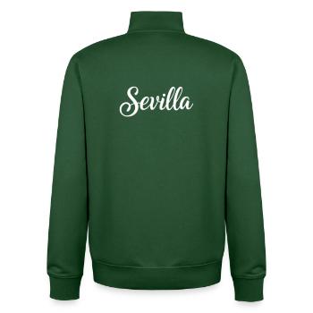 Sevilla Handwritten Script Logo - Unisex Organic Zip Sweatshirt von Stanley/Stella - Flaschengrün - Hinten - AI Model Male 185 dark (185cm)