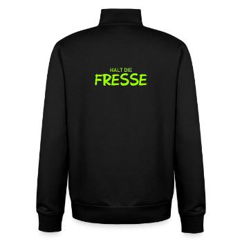 Halt die Fresse - Cooler Spruch - Unisex Organic Zip Sweatshirt von Stanley/Stella - Schwarz - Hinten - AI Model Male 185 light (185cm)