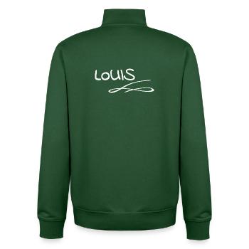 Nom Louis - Sweat zippé unisexe en coton bio Stanley/Stella - vert bouteille - Dos - AI Model Male 185 dark (185cm)