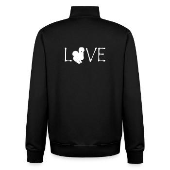 Fans de poulet - Coq - Coq - Poulet de soie - Bio - Sweat zippé unisexe en coton bio Stanley/Stella - noir - Dos - AI Model Male 185 light (185cm)