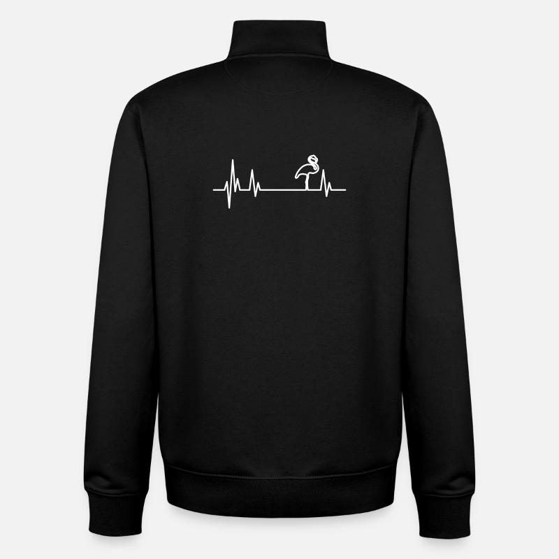 Flamingo Heartbeat blanc - Sweat zippé unisexe en coton bio Stanley/Stella - noir