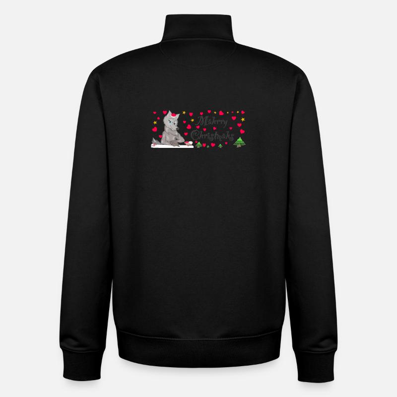 Kultiger Wolf Weihnachten, MÄHrry Christmähs Herz - Unisex Organic Zip Sweatshirt von Stanley/Stella - Schwarz