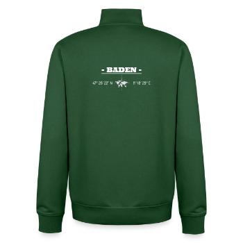 Coordonnées Baden - Sweat zippé unisexe en coton bio Stanley/Stella - vert bouteille - Dos - AI Model Male 185 dark (185cm)