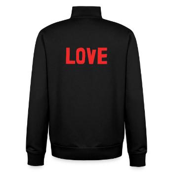 HERZ. HERZ. VALENTINSTAG. LIEBE. LIEBE. PAAR. - Unisex Organic Zip Sweatshirt von Stanley/Stella - Schwarz - Hinten - AI Model Male 185 light (185cm)
