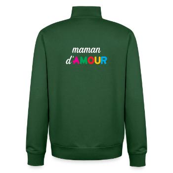 Maman d'Amour - Muttertag - Unisex Organic Zip Sweatshirt von Stanley/Stella - Flaschengrün - Hinten - AI Model Male 185 dark (185cm)