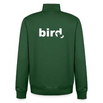 Bird Texte Blanc - Sweat zippé unisexe en coton bio Stanley/Stella - vert bouteille - Dos - AI Model Male 185 dark (185cm)
