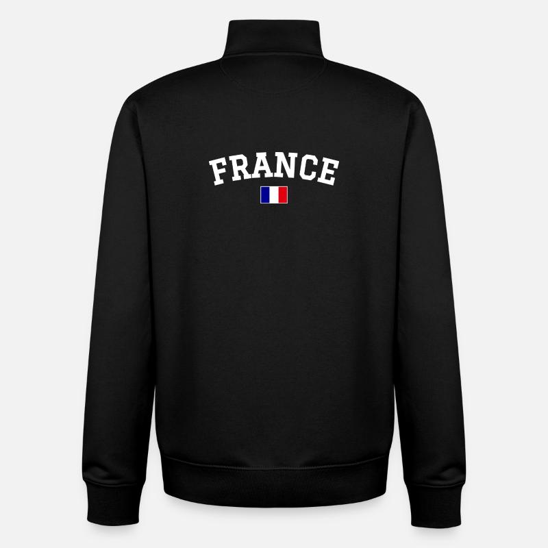 Drapeau français Dessin blanc - Sweat zippé unisexe en coton bio Stanley/Stella - noir