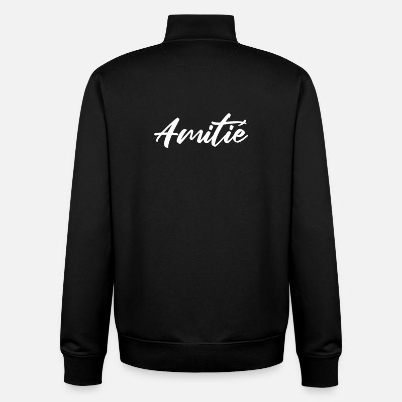 Amitie Script Élégante - Sweat zippé unisexe en coton bio Stanley/Stella - noir