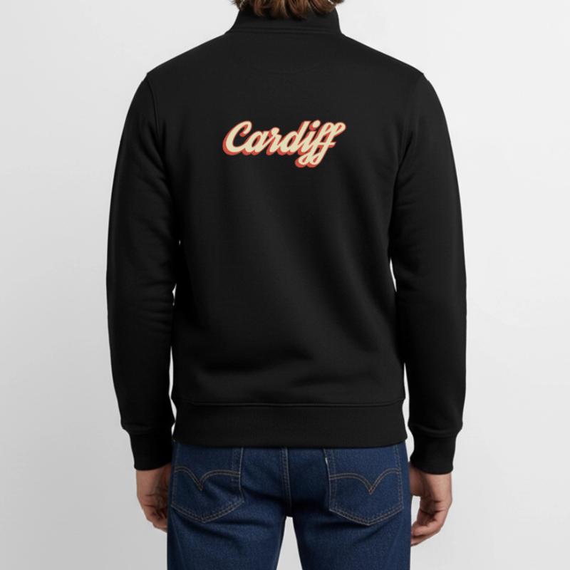 Cardiff Retro Script Logo Unisex Organic Zip Sweatshirt von Stanley/Stella