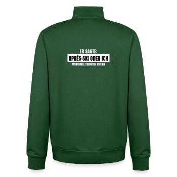 Er sagte Apres Ski oder ich Party lustig Design - Unisex Organic Zip Sweatshirt von Stanley/Stella - Flaschengrün - Hinten - AI Model Male 185 dark (185cm)