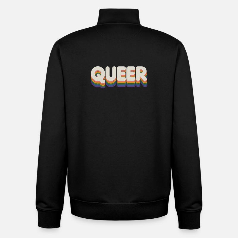 Queer - Cool Pride Logo - Sweat zippé unisexe en coton bio Stanley/Stella - noir