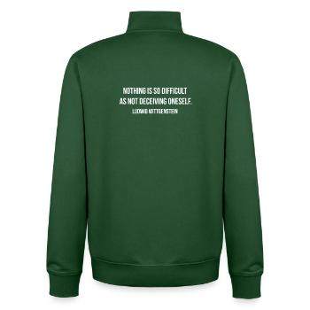 Citation de Ludwig Wittgenstein - Sweat zippé unisexe en coton bio Stanley/Stella - vert bouteille - Dos - AI Model Male 185 dark (185cm)