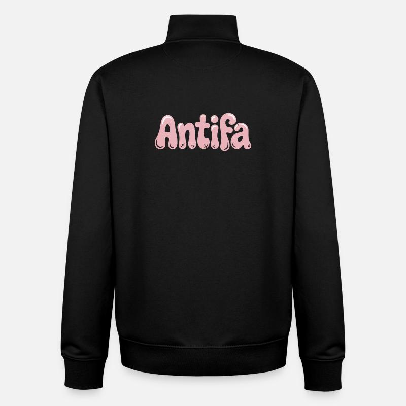 Antifa - Antifascist Merch - Unisex Organic Zip Sweatshirt by Stanley/Stella - black
