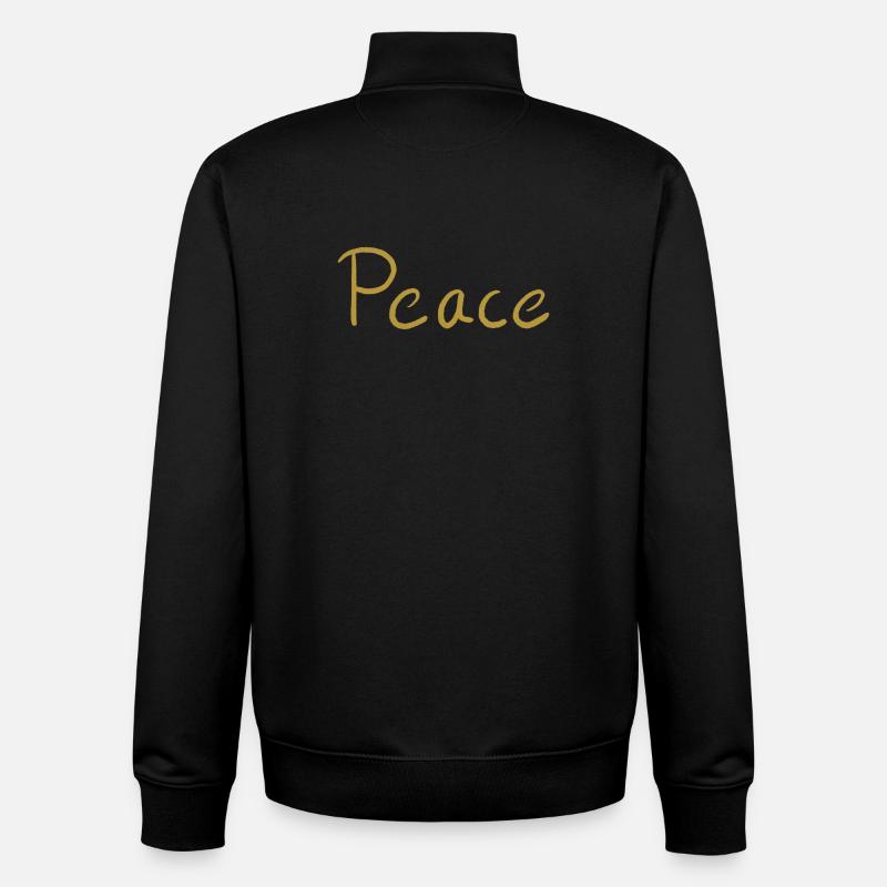 Pinceau à lettres en or Peace - Sweat zippé unisexe en coton bio Stanley/Stella - noir