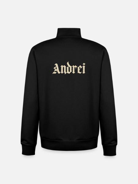 Andrei Gothic script - Unisex Organic Zip Sweatshirt by Stanley/Stella - black