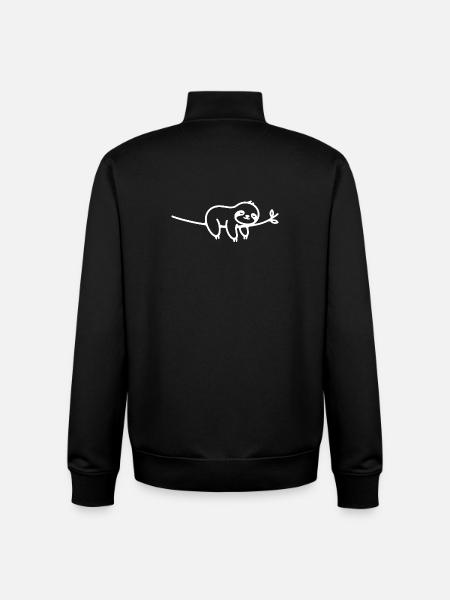 Sleeping Sloth on Branch Animal Motif - Unisex Organic Zip Sweatshirt by Stanley/Stella - black