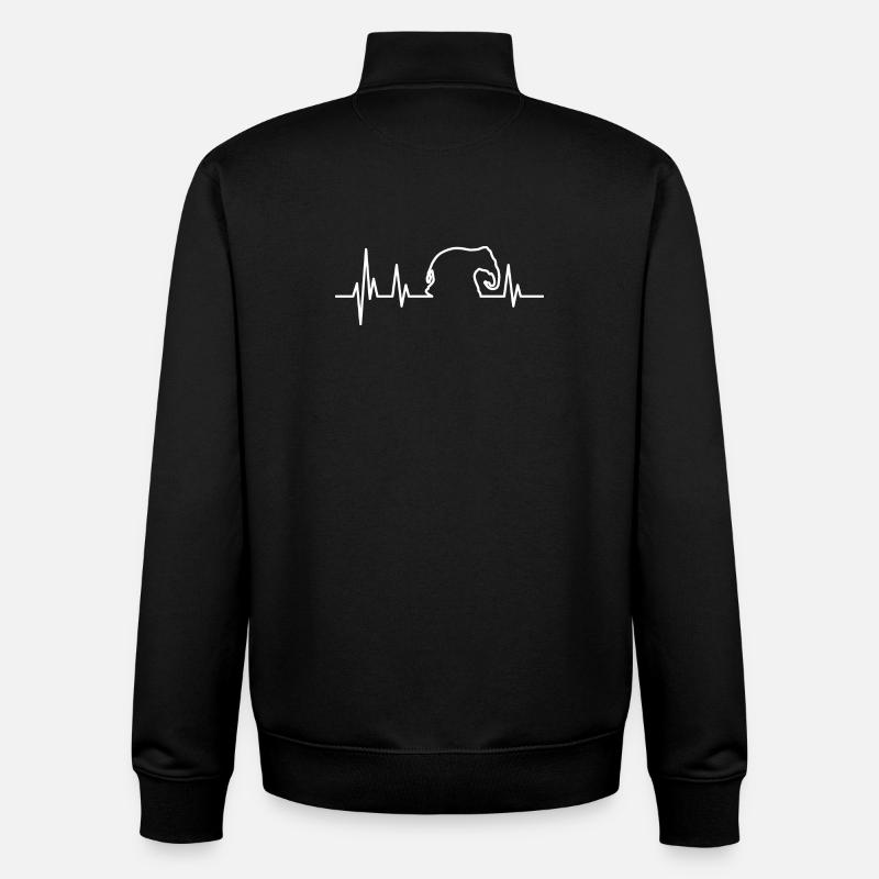Éléphant battement de coeur blanc - Sweat zippé unisexe en coton bio Stanley/Stella - noir