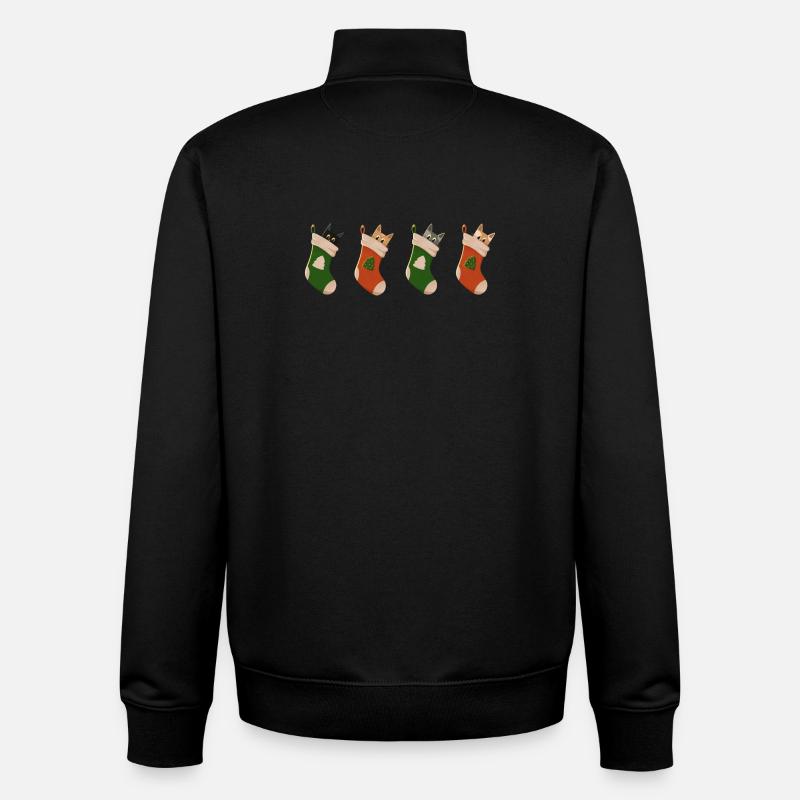 Chats en bottes - Sweat zippé unisexe en coton bio Stanley/Stella - noir