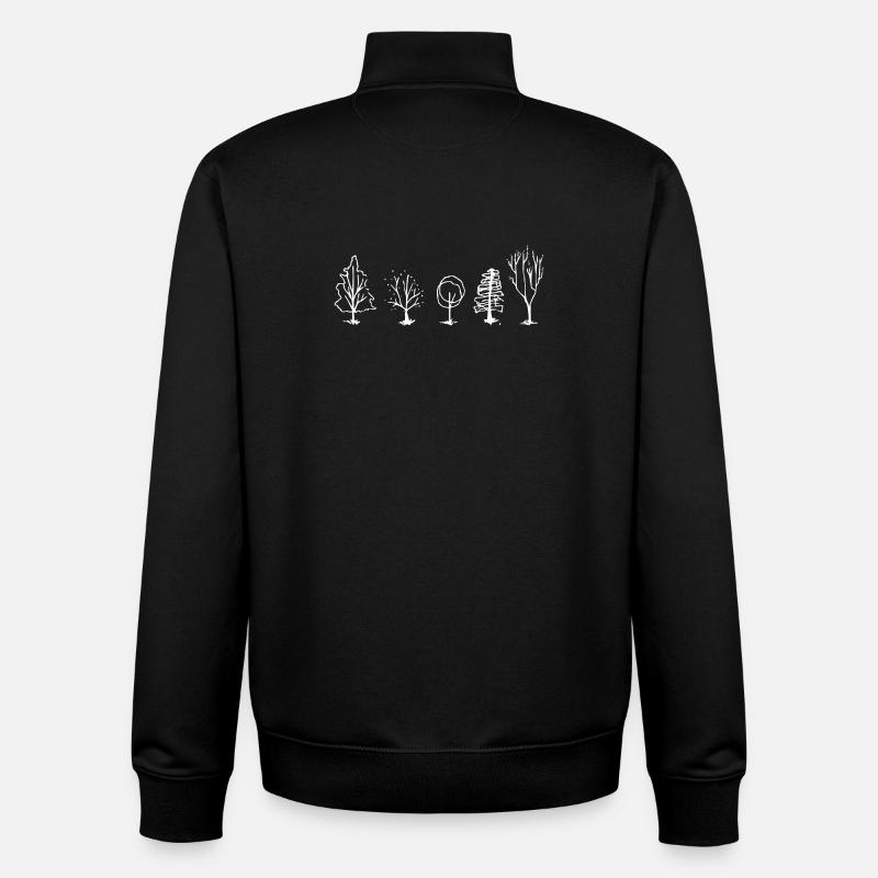 Five Tree Lineart Forest - Unisex Organic Zip Sweatshirt by Stanley/Stella - black