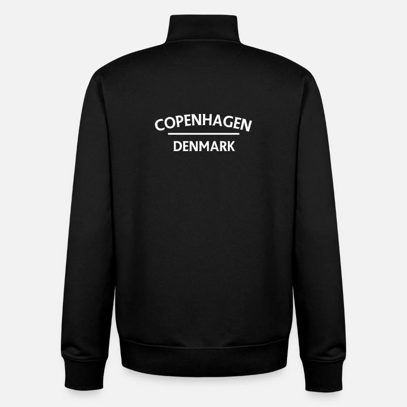 Copenhague – Danemark Textdesign - Sweat zippé unisexe en coton bio Stanley/Stella - noir