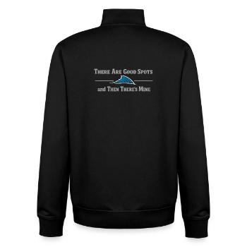 Secret fishing spot – don't ask - Unisex Organic Zip Sweatshirt by Stanley/Stella - black - Back - AI Model Male 185 light (185cm)