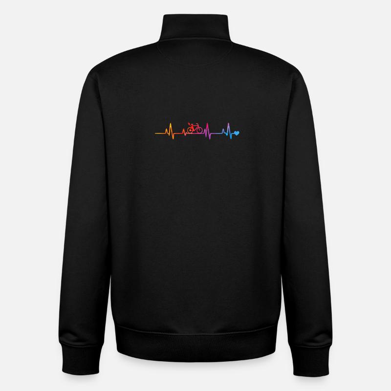 Lignes d’impulsion de vélo arc-en-ciel - Sweat zippé unisexe en coton bio Stanley/Stella - noir