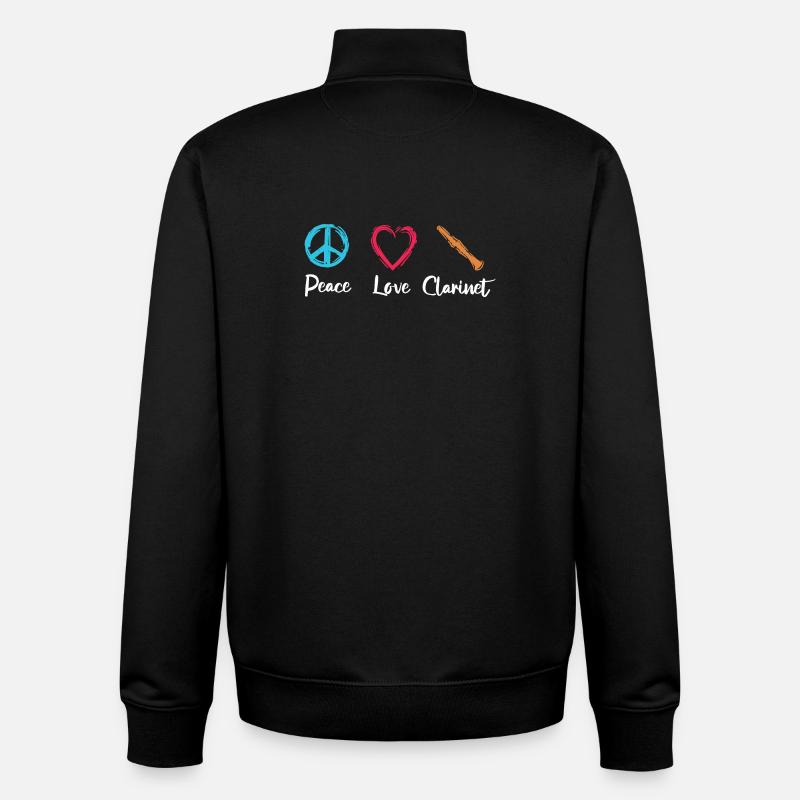 Paix Amour Clarinette - Sweat zippé unisexe en coton bio Stanley/Stella - noir