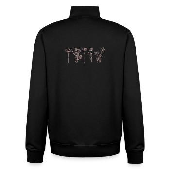 Fleurs sauvages minimalistes, art floral bohème - Sweat zippé unisexe en coton bio Stanley/Stella - noir - Dos - AI Model Male 185 light (185cm)