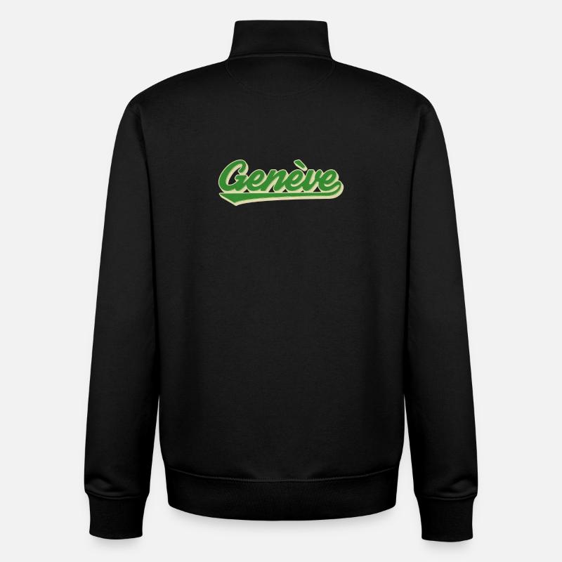 Lettrage rétro Genève (Genève) - Sweat zippé unisexe en coton bio Stanley/Stella - noir