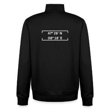 Coordonnées Baden Minimaliste - Sweat zippé unisexe en coton bio Stanley/Stella - noir - Dos - AI Model Male 185 light (185cm)