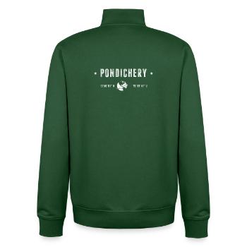 PONDICHERRY Stilisierte geografische Koordinaten - Unisex Organic Zip Sweatshirt von Stanley/Stella - Flaschengrün - Hinten - AI Model Male 185 dark (185cm)