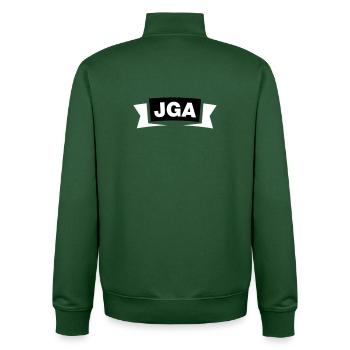 Emblème / Logo de l’enterrement de vie de garçon - Sweat zippé unisexe en coton bio Stanley/Stella - vert bouteille - Dos - AI Model Male 185 dark (185cm)